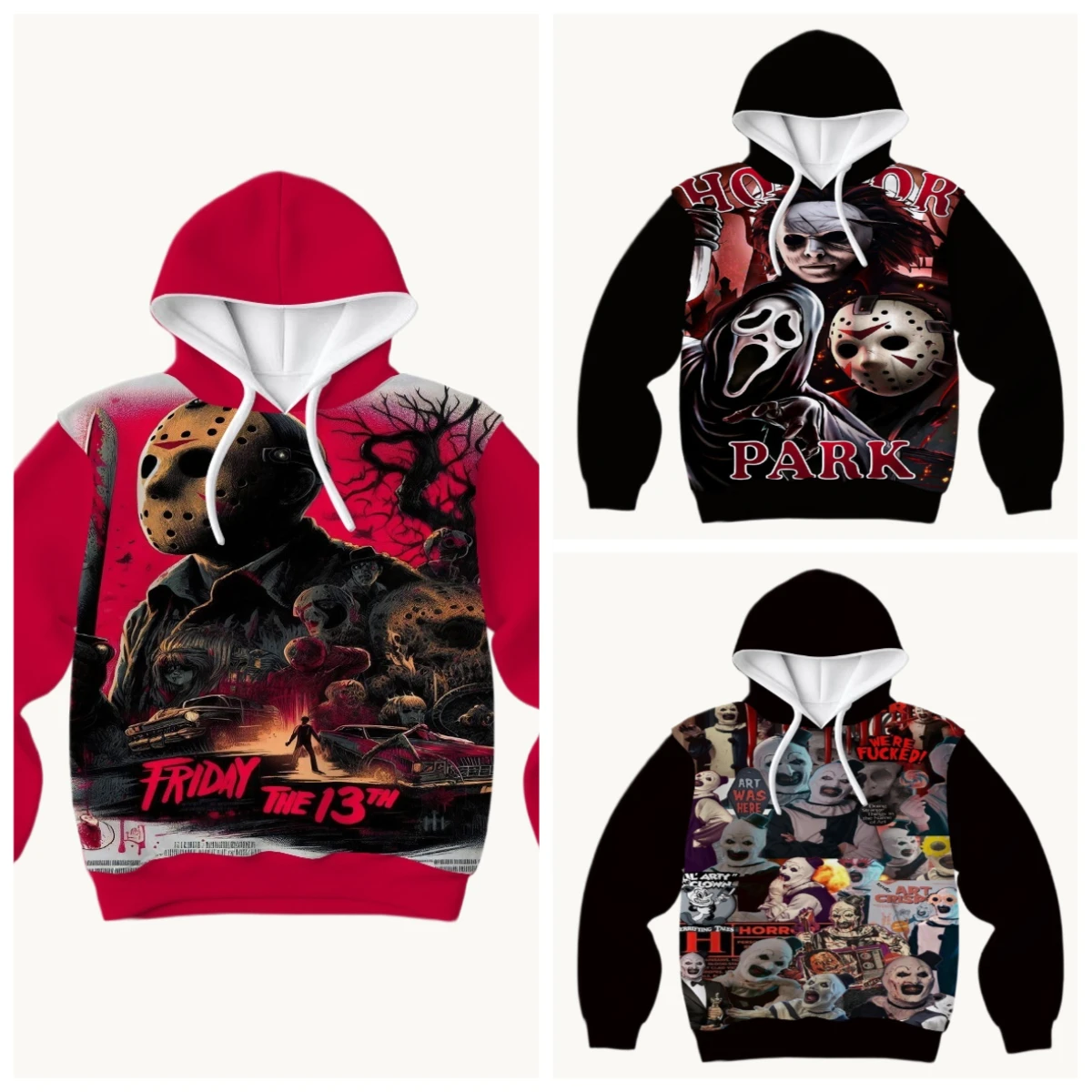 

Осень/зима ужасы мультфильм фильм Хэллоуин элементы 3D толстовка с принтом большой для взрослых одинаковый размер женский топ оригинального дизайна