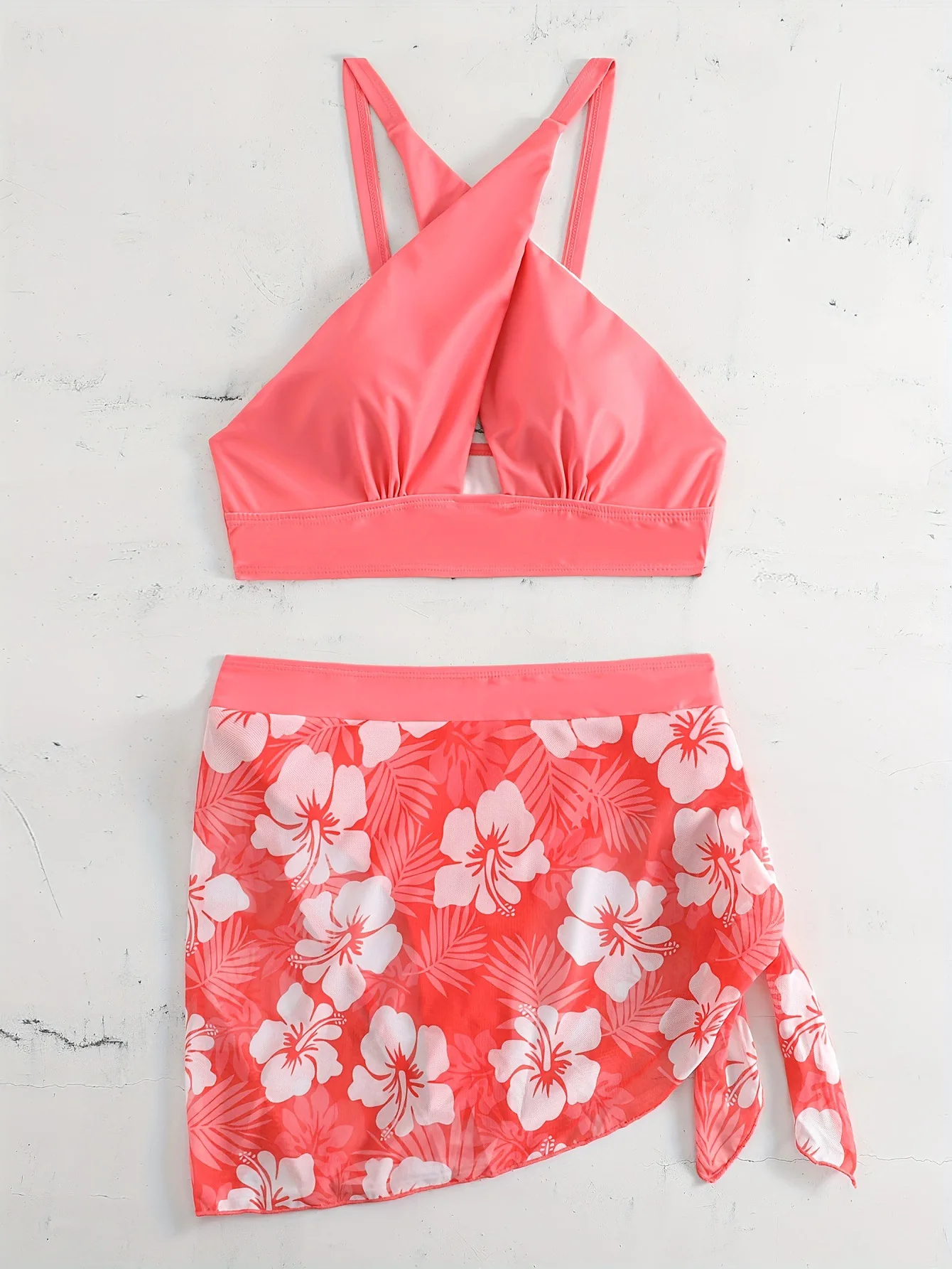 2025 新 2 個セット水着女性ハイウエストスカート水着セクシーな花柄ビキニセットビーチウェア水着ブルーグリーン