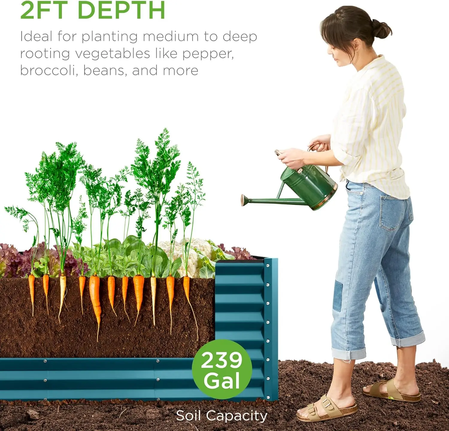 

Outdoor Planter Box for Vegetables, Flowers, Herbs, and Succulents w/ 239 Gallon Capacity