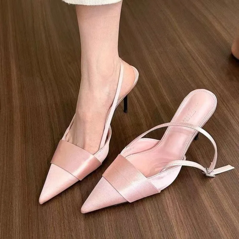 

2024 New Pointed Toe Sandals Women High Heels Shoes Fashion Summer Slippers Sexy Dress Wedding Pumps Slingback Mujer Zapatillas