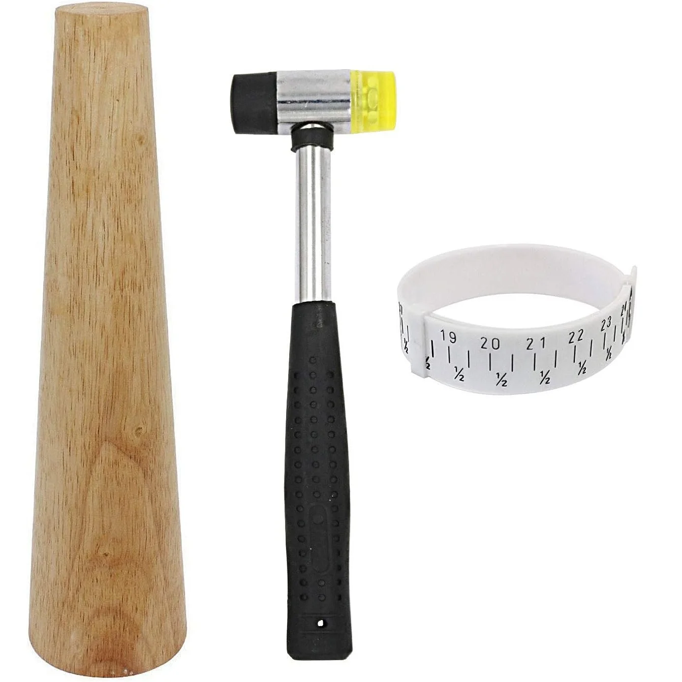 Bracelet Mandrel Kit with Plastic Wrist Sizer Jewelry Hammer and Oval Bangle Shaper Tool Bangle Shaper Maintenance Tool