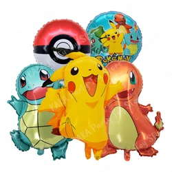 5 adet/takım Pokemon balon seti Pikachu Charmander karikatür alüminyum folyo balonlar parti dekorasyon sahne oyuncak Anime doğum günü partisi