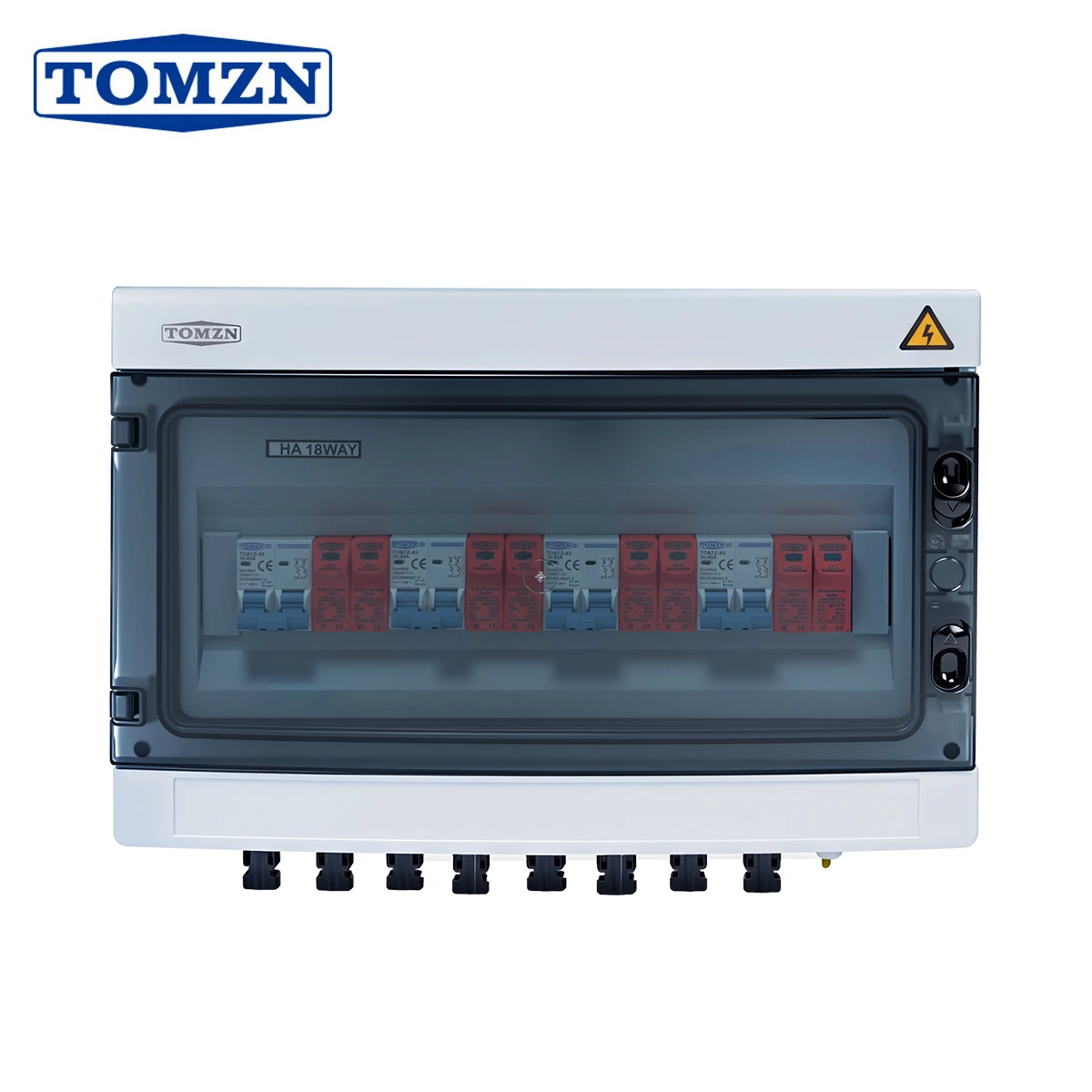 TOMZN Solar Photovoltaic PV Combiner Box Lightning Protection 4input 4output 1000VDC MCB SPD Waterproof IP65 12ways Distribution