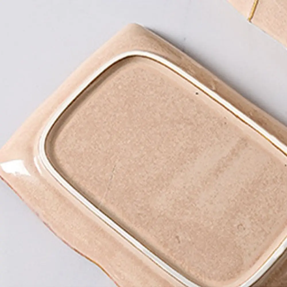 

Tableware Ceramic Butter Dish Rectangular Exquisite Butter Tray Household with Cover Storage Tray Bar