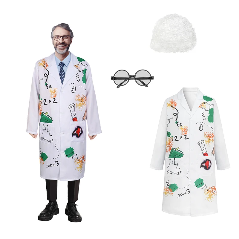 عالم مجنون تأثيري هالوين العلوم الوحش المهنية اللعب زي هالوين أداء الكبار #3