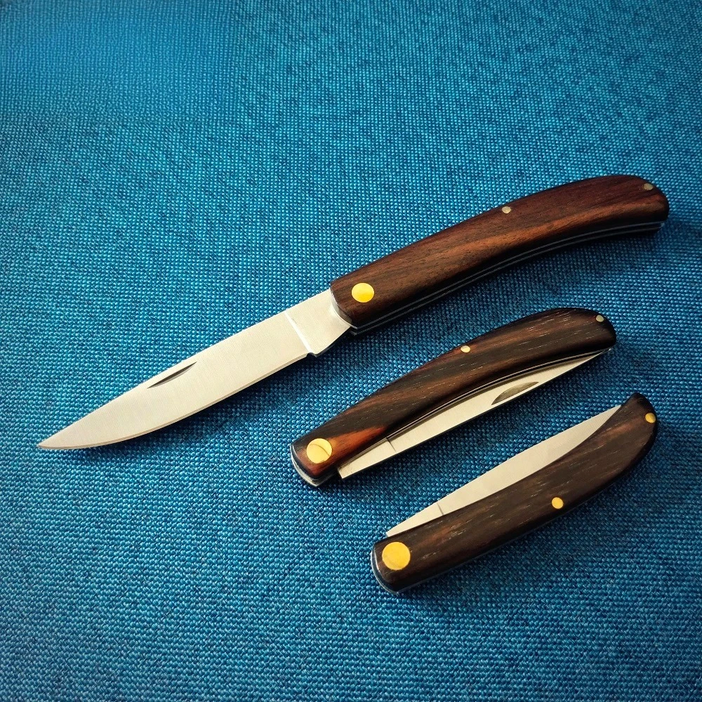 Ebony Wood Handle Pocket Folding Blade Knife 5CR15 Stainless Steel Sharp Small Pocket Peeling Knife For Outdoor Camping