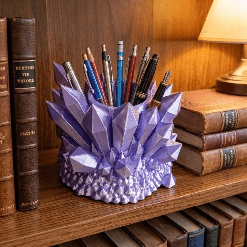 Practical Plastic Crystal Shaped Pen Holder Funny Creative Desktop Organizer Storage Display Shelf Vanity
