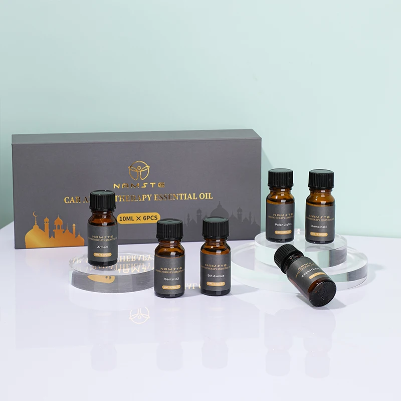 NAMSTE-humidificador de máquina de aromaterapia para coche, ambientador de coche de 10ML, aceites aromáticos de colección Premium de Hotel de lujo, paquete de 6