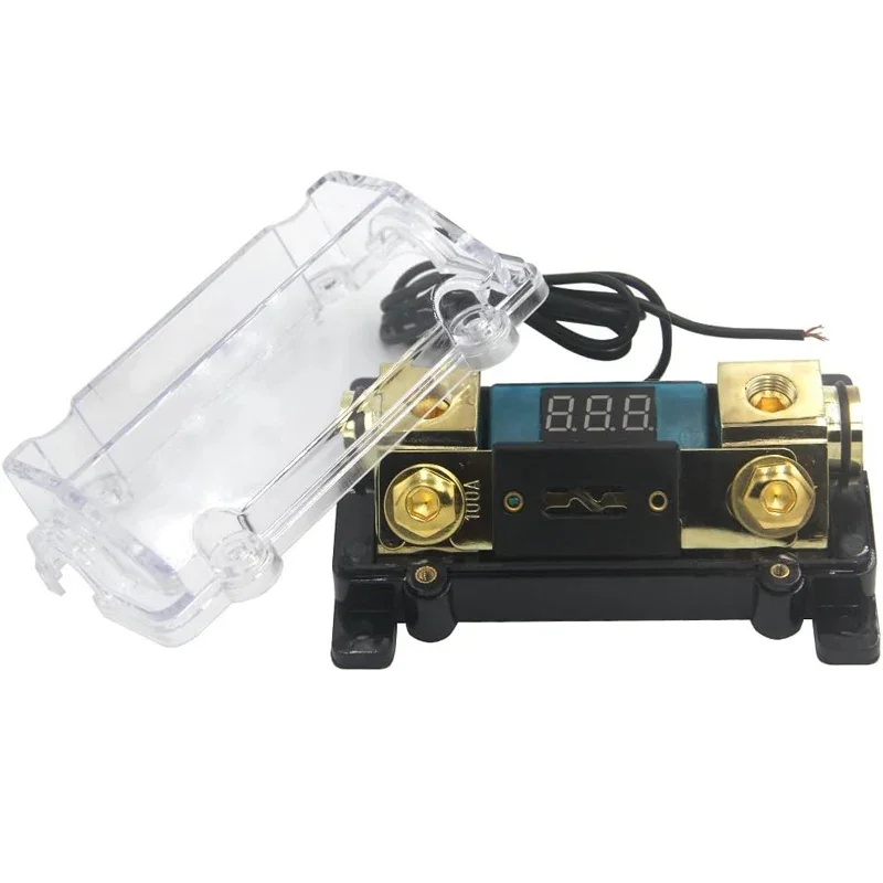 Car Stereo Audio Led Display Digital Voltage Inline ANL Fuse Holder 0 2 4 Gauge in Out with 100 150 200 250 300 250 Amp Fuse