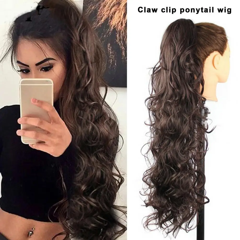 

Женский длинный кудрявый накладной хвост на заколке-крабе, натуральный пышный, термостойкий, длинный волнистый синтетический хвост для высокого прическированного хвоста