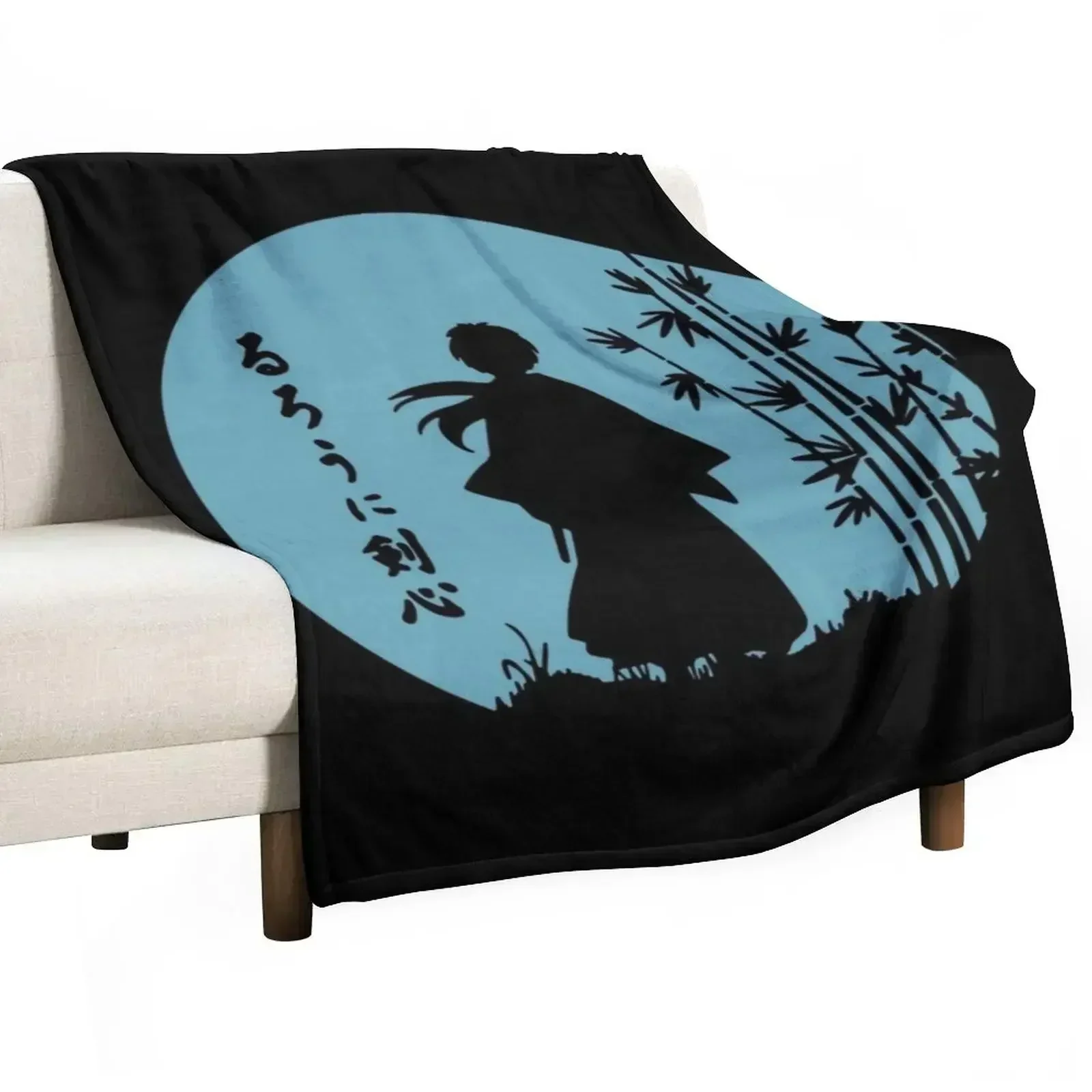 Rurouni Kenshin Retro Vintage Blue -Tshirt Throw Blanket Nap Multi-Purpose Luxury Throw Sleeping Bag Soft Plush Plaid Blankets
