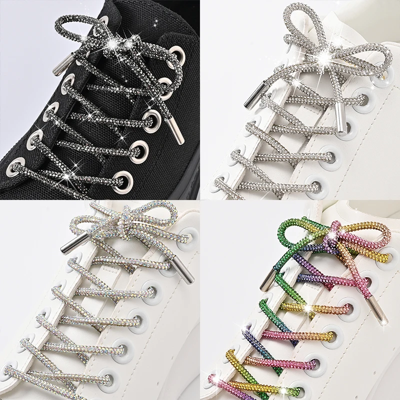 1Pair/2Pcs Rhinestone Shoe Lace Luxury Diamond ShoeLace  Bright String Cross Braiding Strap DIY Drawstring