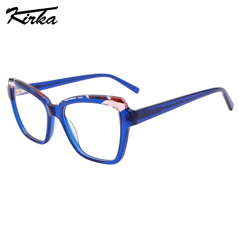 

Kirka Female Acetate Cat Eye Luxury Design Laminating Colors Optical Frames Prescription Lens Spectacle Frames WD4223