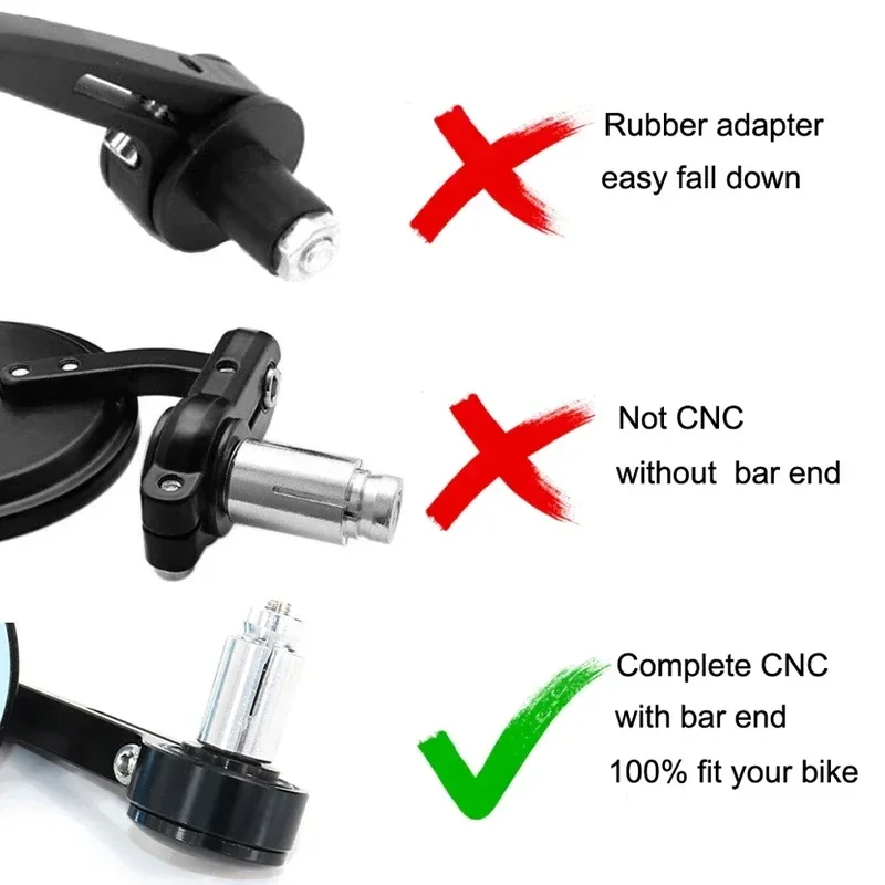 Motorcycle Bar End Mirrors Retro Handlebar Tip Rearview For Royal Enfield Bullet/Meteor/Classic 350 500 Interceptor 650