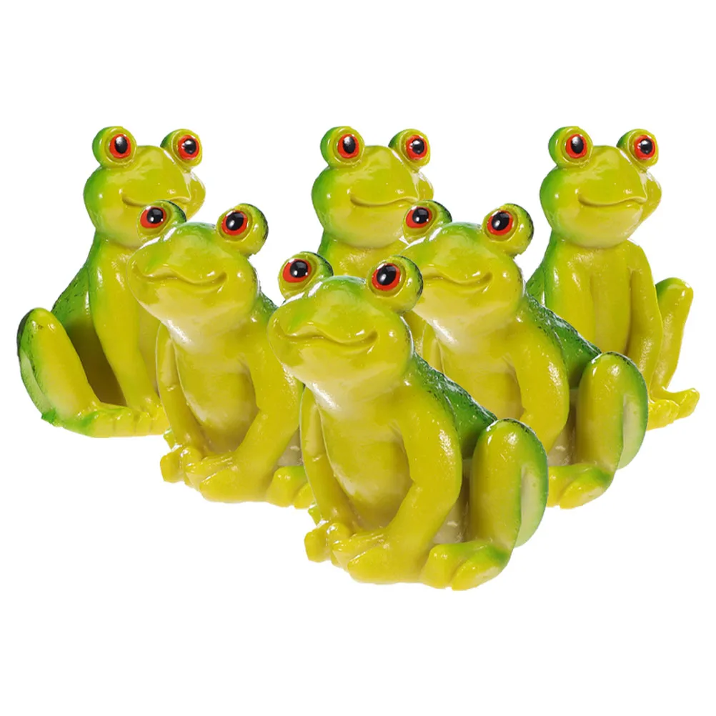 

6pcs Frog naments Handcrafted Garden Statues Waterproof Outdoor Decor Frog Garden naments Mini Landscape Accessories Green