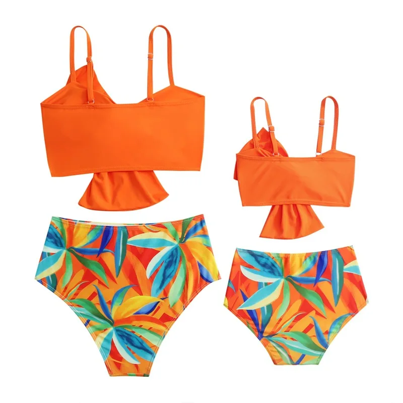 Bikini Tankini de cintura alta, traje de baño de 2 piezas con estampado Sexy, lazo, cuello en V, tirantes, Espalda descubierta, para playa, novedad de 2024