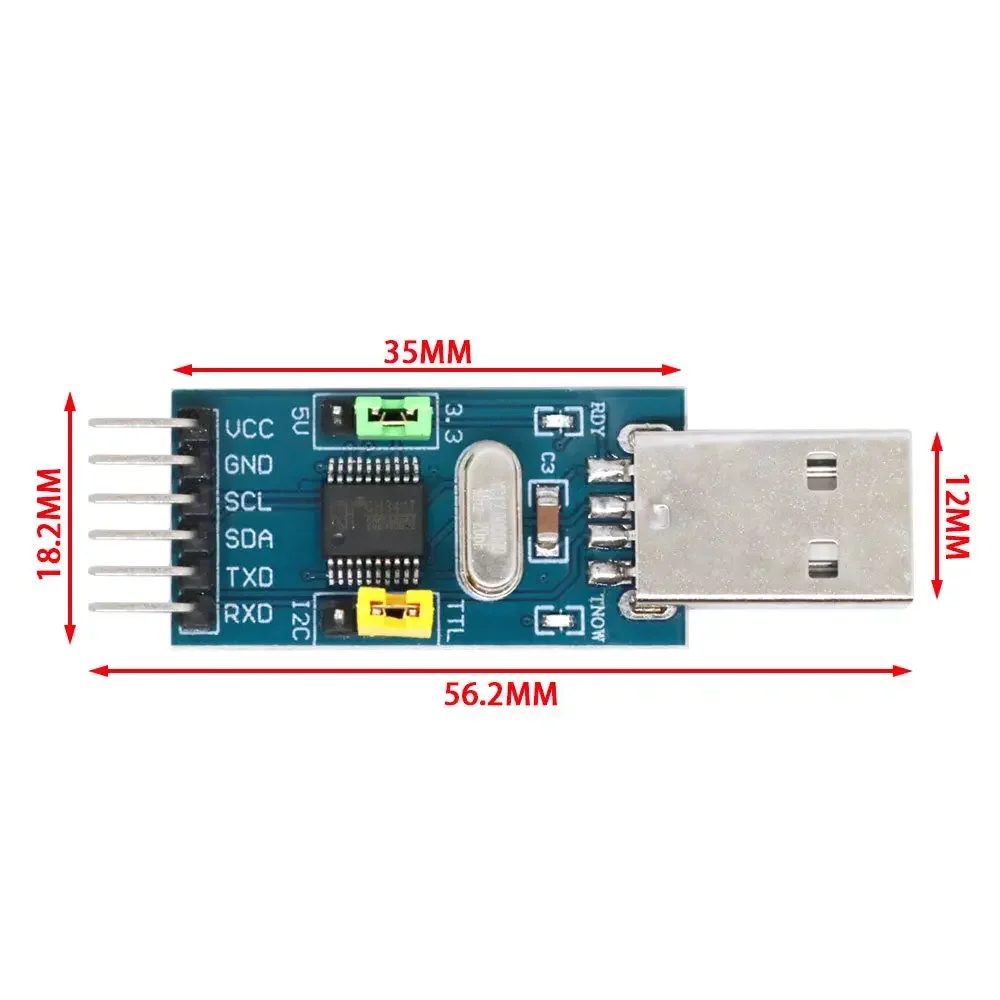 CH341T 2 in 1 module 3.3V 5V USB to I2C IIC UART USB to TTL single-chip serial port downloader