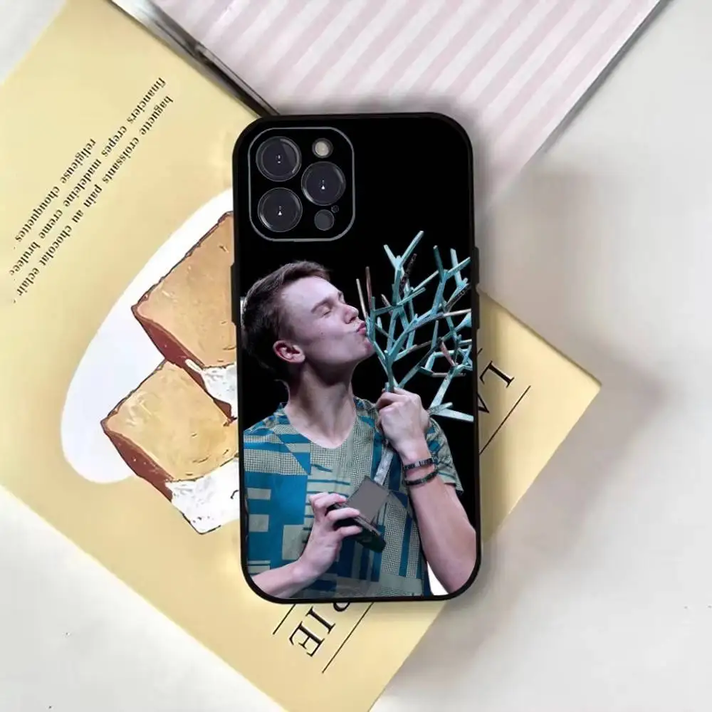 Funda de teléfono tenis Holger Rune para iPhone16,15,14,13,12,11 Plus,Pro Max,XS,X,XR,SE,Mini,8,7, funda negra suave