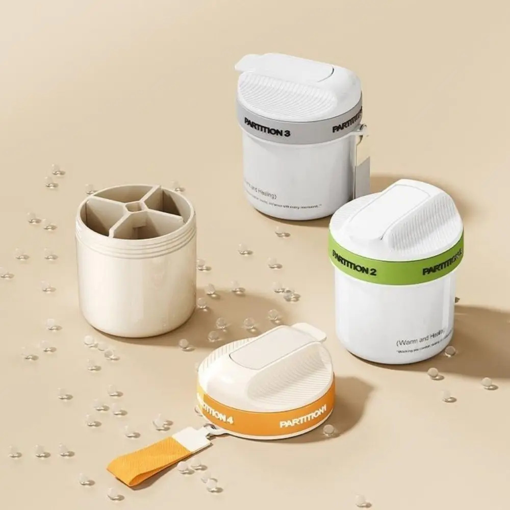 Plastic 4 Grids Pill Box Sealed Moisture Proof Rotatable Pill Dispenser Waterproof Dust-proof Mini Pill Storage Box Daily Use
