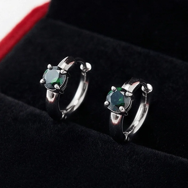 

1Pair 0.5 Carat Seven-color Green Synthetic Moissanite Earrings, Fashionable Design.