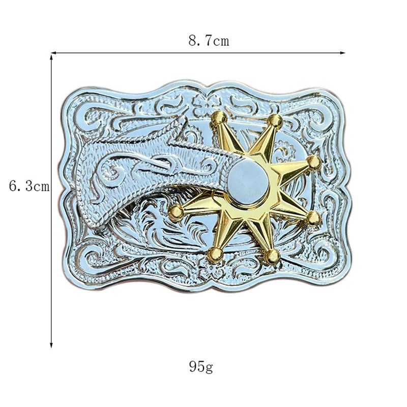 Gesper sabuk boot Spurs yang dapat diputar dari paduan seng dalam gaya Barat