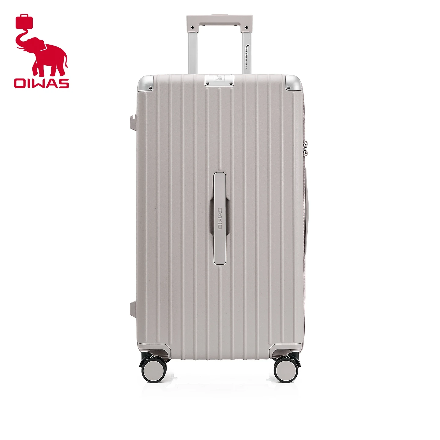 OIWAS Luggage with USB Charging TSA Lock Mobile Phone Holder Brake Wheels Cup Holder - Carry-On Suitcase for Travel