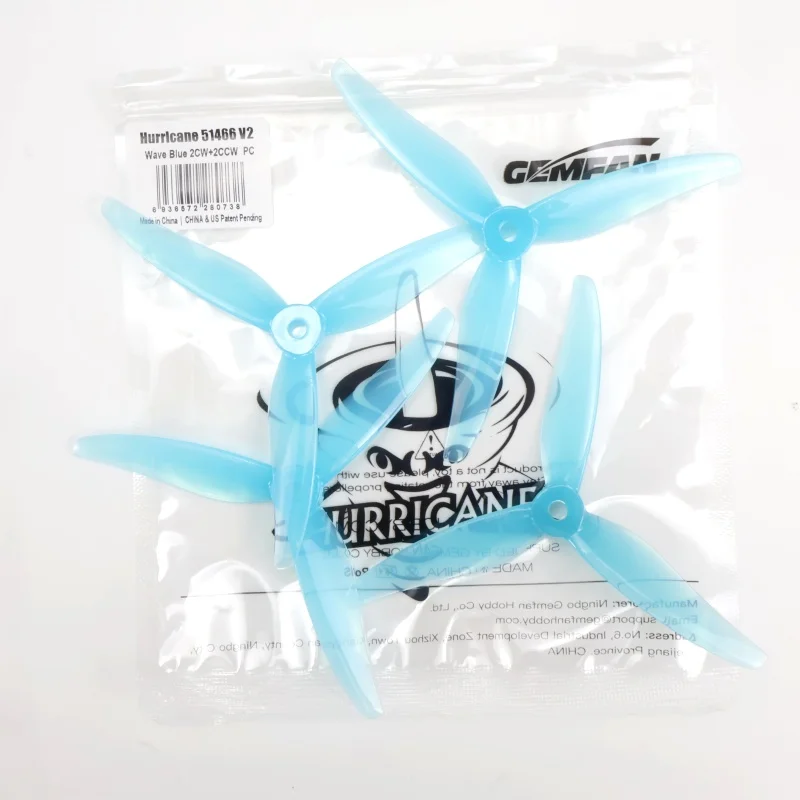 4 Uds azul 51466 Gemfan Hurricane MCK V2 hélice de PC de 3 aspas 2CW + 2CCW para motor 2207 piezas de bricolaje para Drones RC FPV Freestyle de 5 pulgadas