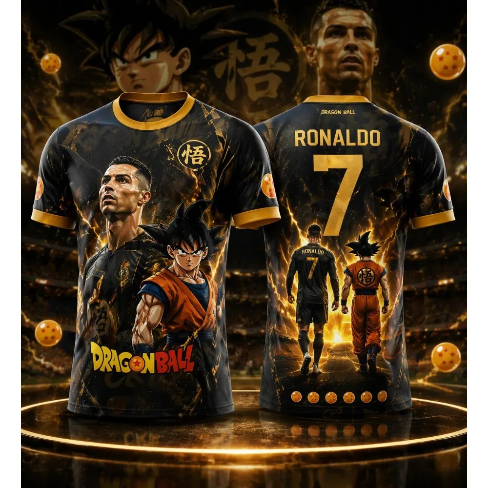 

Summer New Hot Dragon Ball/Ronaldo Short Sleeved Tee Kid Men's Women Breathable Quick Drying Soccer T-shirt Top Men Jersey