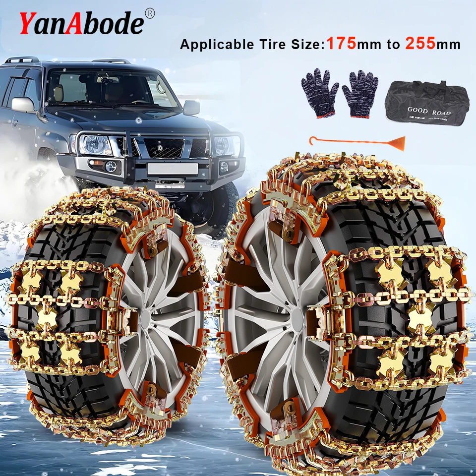 

Emergency Anti-Skid Chain Safe Winter Driving Easy-Adjust Universal Fit for 175-255mm Tires Car Snow Chains Without Damag Tires