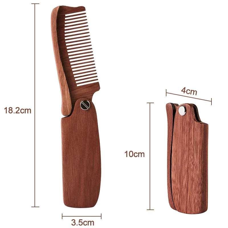 10pcs Folding Wooden Beard Comb Men's Waves Brush Hair Beard & Mustache Comb Sandalwood Comb Everyday Grooming Use with