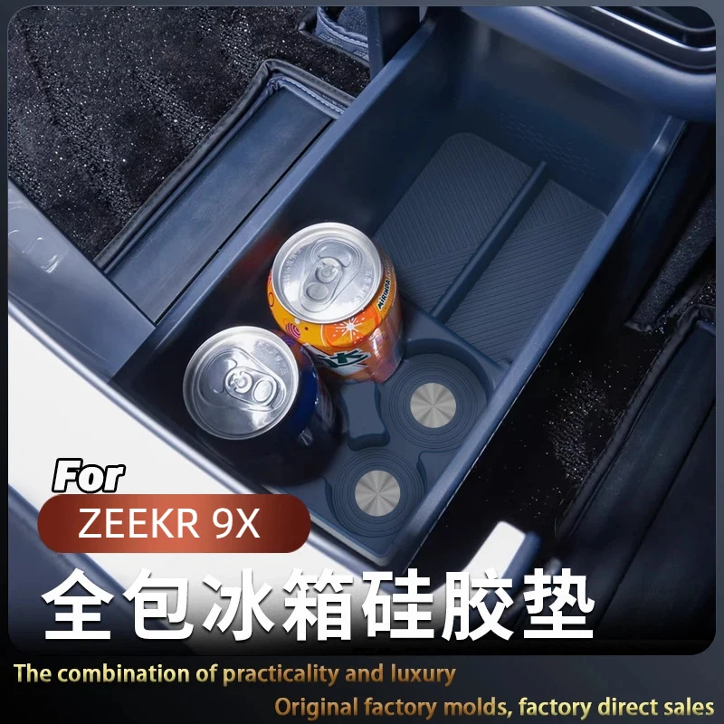 Suitable for ZEEKR 9X Car Refrigerator Silicone Pad Beverage Cup Holder Fixed Grid Modified Car Supplies Accessories