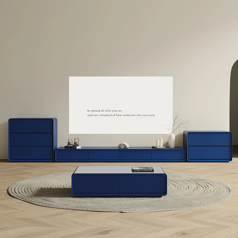 Blue Innovative Drawer Tv Stand Simple Ornaments Modern Storage Floor Large Tv Table Bedroom Minimalistic Muebles Furniture