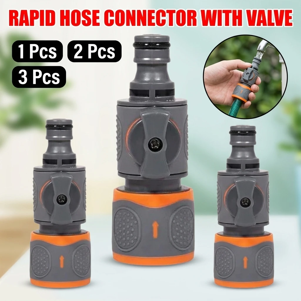 1/2/3Pcs Quick Connect Garden Hose Adapter with Shut-Off Valve Universal for 1/2