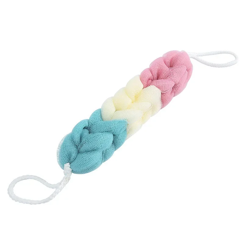 Simple Colour Block Bath Sponge Foaming Mesh Mesh Shower Sponge Extra Long Mud Rubbing Bath Towel Shower Use ﻿