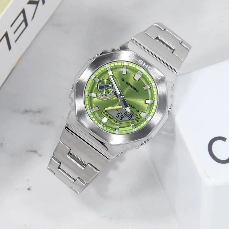 Unisex LED Digital Watch Full Function World Time Dual Display Auto Hand Lamp Waterproof