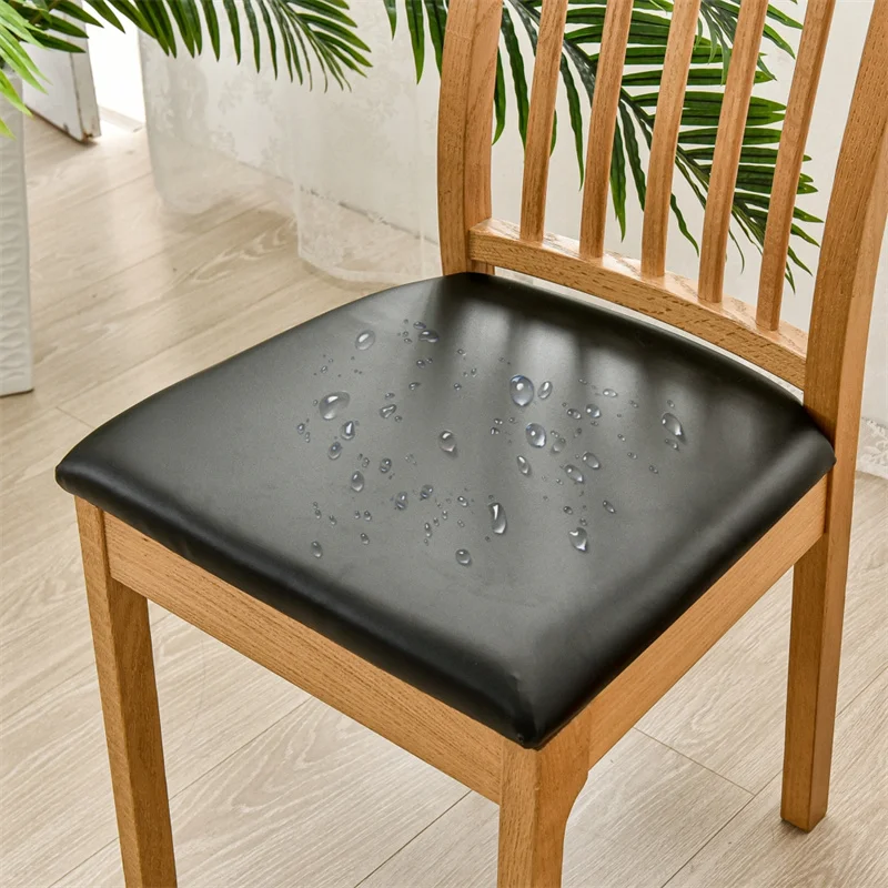 Wasserdichter Stuhlkissenbezug für Küche, Esszimmer, Ledersitzbezug, Esszimmerstuhl-Sitzkissenbezug, einfarbig – Detail 9
