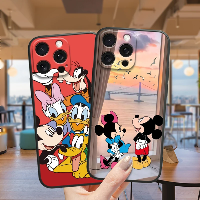 

Disney Mickey Mouse Cute For iPhone 15 14 13 12 11 XS XR X 8 7 SE Pro Max Plus Mini Black Cover Phone Case
