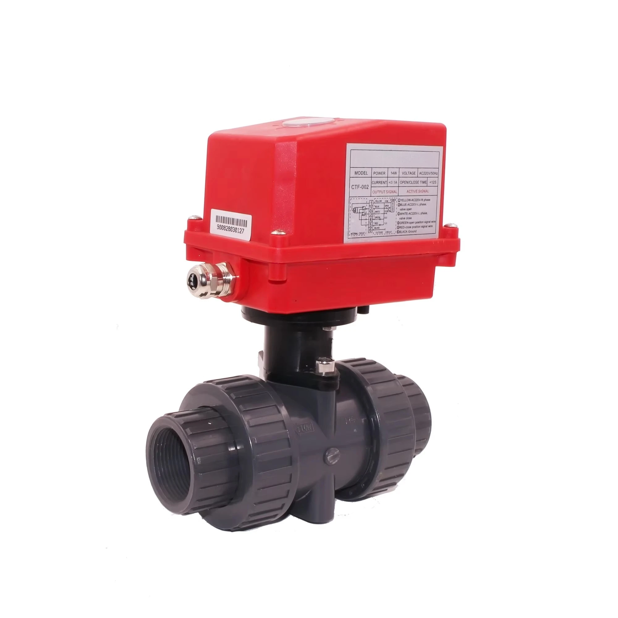 Valvola motorizzata in PVC Valvola di controllo del flusso motorizzata AC220v Valvola a sfera motorizzata in PVC da 50 mm
