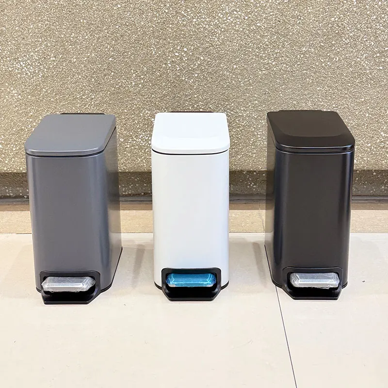 6L Stainless Steel Pedal Trash Can with Light Double Metal Narrow Design for Bathroom Bedroom Office Hotel - Luxury Waste Bin