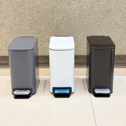 6L Stainless Steel Pedal Trash Can with Light Double Metal Narrow Design for Bathroom Bedroom Office Hotel - Luxury Waste Bin