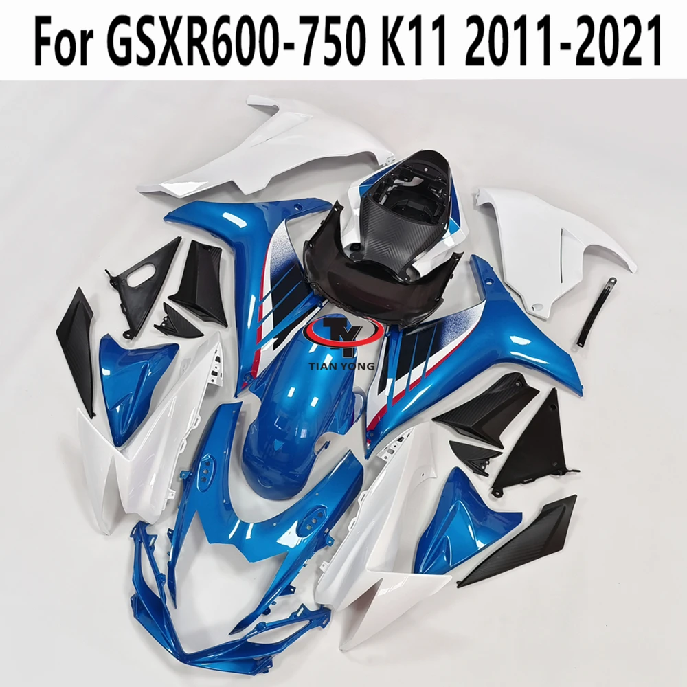 For GSXR600 GSXR750 GSXR 600 750 2011-2012-2013-2014-2015-2016-2022 Full Fairing Kit Bodywork Injection Blue Anamorphism Print