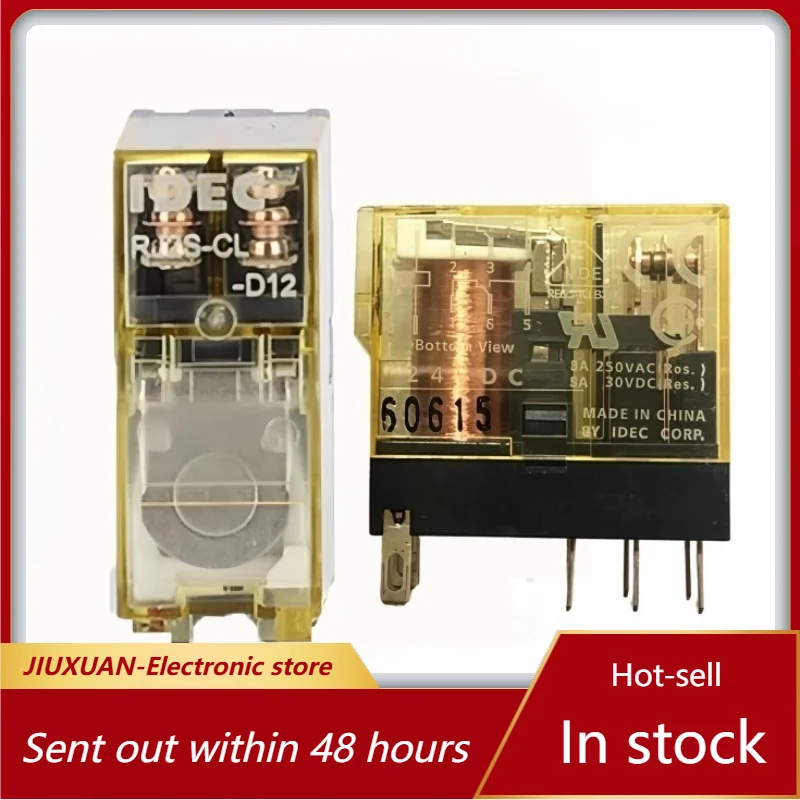 RJ2S-CL-D12 Slim Plug-in Intermediate Relay DC12V 8A DPDT 8Pin 2NO+2NC Electromagnetic Relay With LED Indicator
