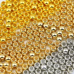 30-300pcs 4-12mm Large Hole Glossy CCB Plastic Golden Silvery Plated Spacer Loose Beads For Jewelry Making DIY Bracelet Necklace