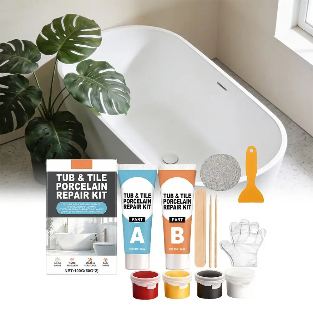 Tile Repair Agent Kit Paste Tile Ceramic Porcelain Repair Marble Floor Toilet Washbasin Crack Damage break fracture caulk Repair