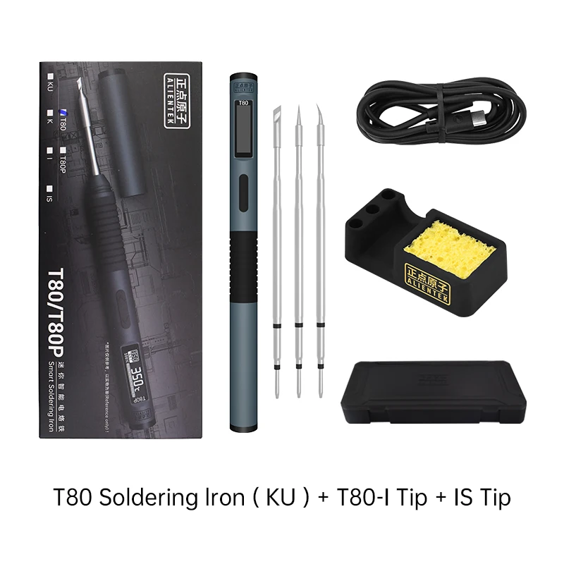 ALIENTEK T80 T80P Slimme Soldeerbout PD 65W QC Verstelbare Constante Temperatuur Draagbare Slimme Soldeerbout Kit C245 Gereedschap