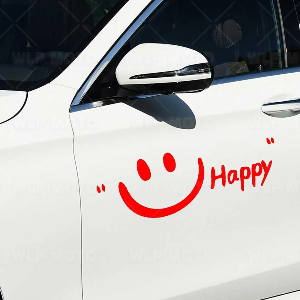 Happy Smiling Face Motorcycle Stickers Decor Racing Helmet Body Fender Fuel Tank Rear Car Window Decal Accessories Waterproof