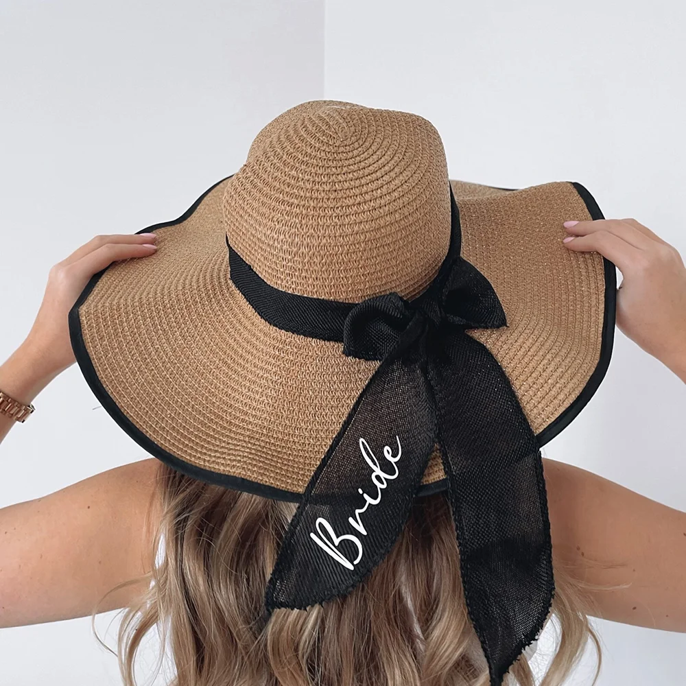 

Bride Straw Beach Hat Bride Sunhat Summer Hat Beach Pool Wedding Bachelorette Hen Party Decoration Honeymoon Bridal Shower Gift