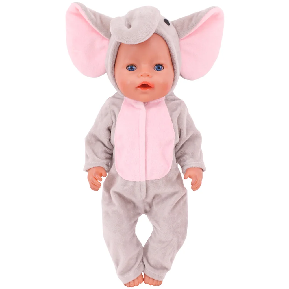 43Cm Baby New Born Clothes For 18 Inch American Doll Girl Toy,Elephant Suit Animal Shaped Plush,Sequin Skirt,Our Generation