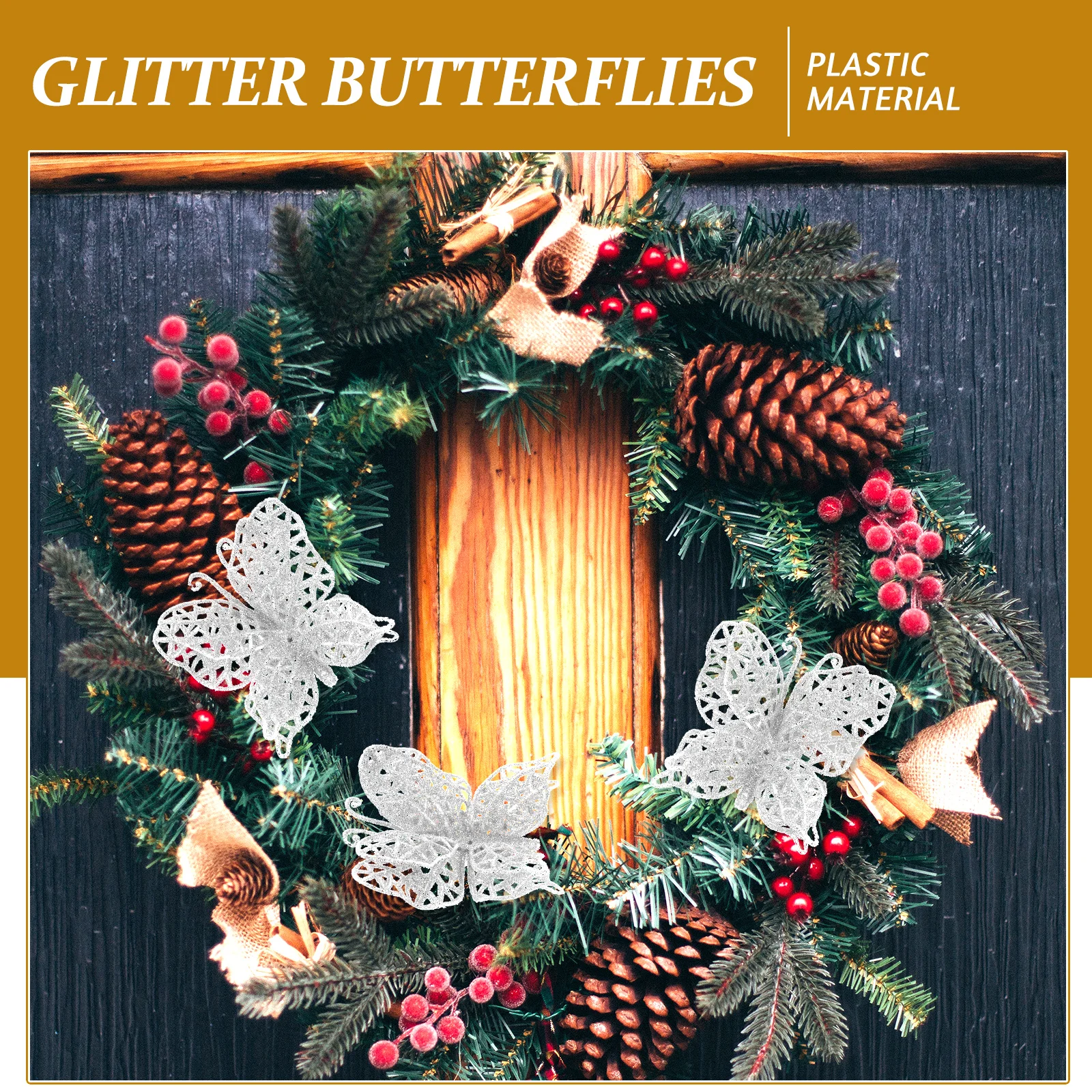 

24 Pcs Wedding Decoration Decorative Tree Butterfly Girl Hanging Decorations Silver Glitter Butterflies Ornaments for Baby