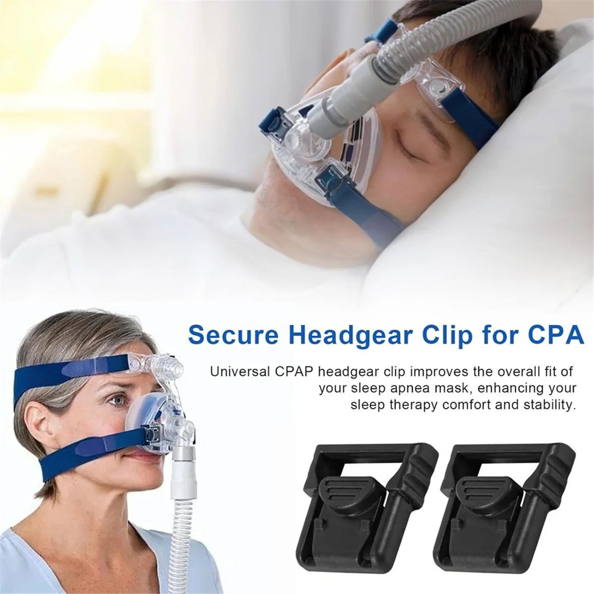 مشابك أغطية الرأس A83Z لقناع CPAP الأنف، مشابك حزام قناع CPAP مريحة وموثوقة، عبوة من قطعتين #1